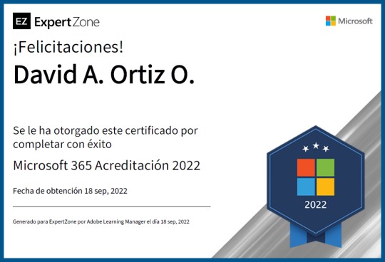 Acreditación Microsoft 365 2021 David Ortiz